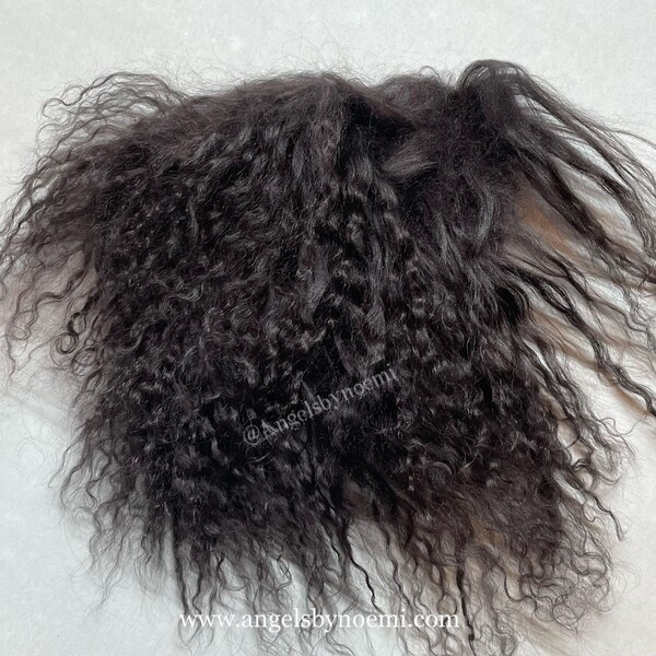 Tibetan Lamb Hair - Dark Brown - DB Pelt Piece Lambs looks - For Art Dolls OOAK