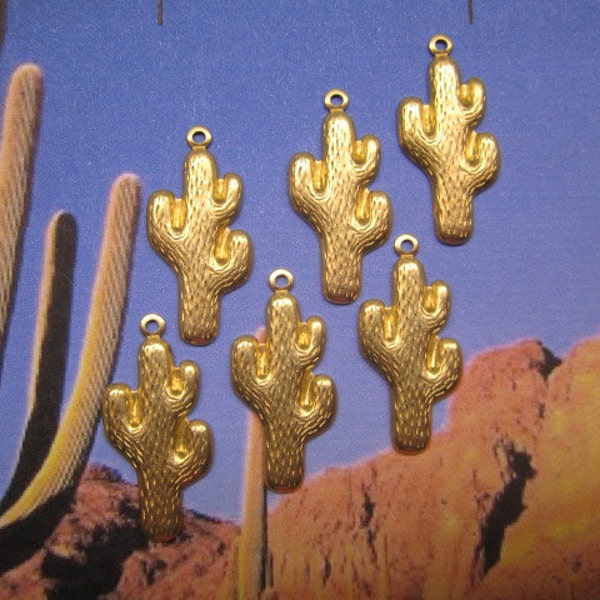 Cactus Charms Dessert Findings Western Brass Supplies on Etsy x 6