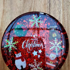 Dessous de verre de Noël en résine époxy, décor des Fêtes, lot de 4