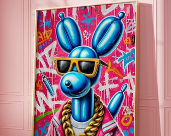 Balloon Dog Wall Art, Trendy Pink Wall Art, Dog Lovers Poster, Apartment Decor, Pink Balloon Dog Print, Coquette Room Decor, Girly Print