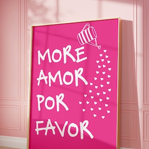 Amor Por Favor kunst aan de muur, trendy poster, barwagen Art Print, esthetisch keukendecor, liefdescitaat, roze muurkunst, trendy retro liefdeshart