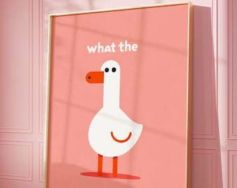 What The Duck Poster - Duck Print - Minimalist Wall Art - Funny Poster - Funny Animal Poster - Digital Download - Minimalist Animal Print