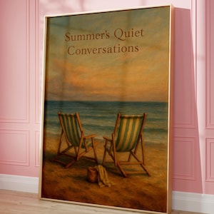 Arte mural de playa, impresión de playa para bañistas, póster costero azul, impresión artística del océano, decoración de habitación, regalo de verano, póster de playa, arte mural preppy, tumbona