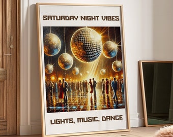 Discokula-tryck, discoposter, funky disco 70-talstryck, retro väggkonst, utskrivbar konst, retro väggdekor, dansgolvsaffisch, musikväggkonst