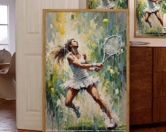 Tennis Print, Preppy Tennis Poster, printable wall art, Trendy sporty wall art, tennis drawing, Tennis Art Download, Tennis Player Art Print