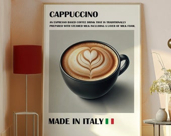 Coffee Print, Italian Cappuccino Digital Print, Cappuccino Wall Art, Trendy Wall Art, Digital  Print, Coffee Poster, Coffee Lover, Gift