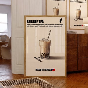Bubble Tea Print, Boba Tea Print, Küchenkunst, Trink Poster, Pop Art, Wanddekor, Retro Boba Tea Print, trendiger ästhetischer Druck, Geschenk