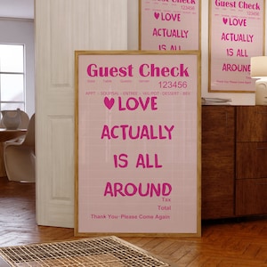 Liefde is echt rondom kunstposter, poster gastencheque, esthetische preppy print, trendy muurkunst, hart Valentijn trendy retro liefde