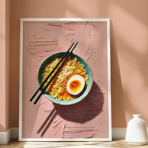 Ramen-print, noedelkunst aan de muur, keukenmuurkunst, esthetische keukendecor, noedels print, digitale download, barwagen kunstprint, ramen poster