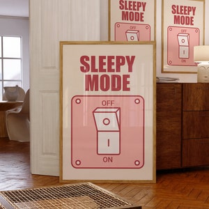 Sleepy Mode Wall Print, Digital Download Print, Colorful Poster, Retro Wall Art, Trendy Room Decor, Office Wall Art, Creativity Print
