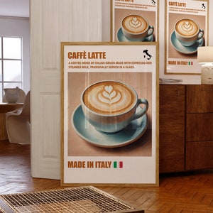 Impresión de café, impresión digital de café con leche italiano, arte de pared de café con leche, arte de pared de moda, impresión digital, cartel de café, amante del café, regalo