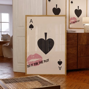 Do It For The Plot Retroprint, roze trendy muurkunst, kaartposter, esthetiek appartement, afdrukbare muurkunst, poster poster, poster liefde, poster liefde