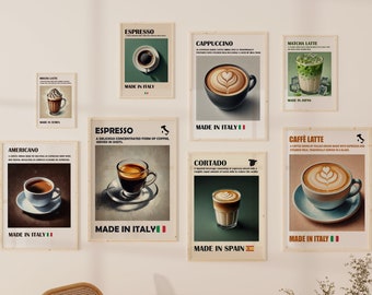 Coffee Print, Italian Espresso Digital Print, Set of 13 Coffee Wall Art, Trendy Wall Art,Digital Download Print, Coffee Poster, Coffee Lover
