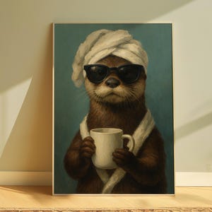 Otter-Druck, Otter-Plakat, maximale Wandkunst, trendige Wandkunst, ästhetische Wandkunst, niedliches Otter-Plakat, Kaffee-Wandkunst, Espresso