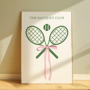The Racquet Club Print, Printable Wall Art, Tennis Poster, printable wall art, Trendy sporty wall art, tennis drawing, Tennis Art Download