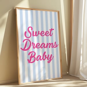 Sweet Dreams Poster, Retro Wall Art, Trendy Wall Art, Dorm Room Decor, Aesthetic Wall Art, Trendy Poster, Pink Wall Art, Y2K Room Decor