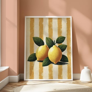 Zitronen Art Print, Bar Warenkorb Poster, Preppy Zitrusfrüchte Wandkunst, Funky Food Wohnkultur, Küchenwanddekor, süße Zitrone Druck, Digitaldruck
