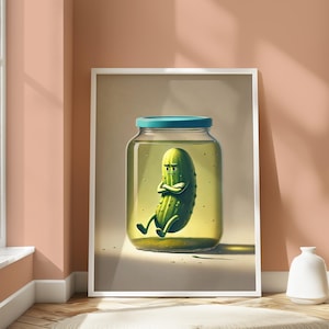 PICKLE Print, Fun Retro Vintage Food Poster, Kitchen Bar Cart Art, Kitchen Wall Art, Preppy Wall Art, Digital Print, Aesthetic Kitchen Decor