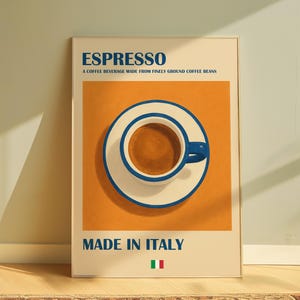 Stampa di caffè, stampa digitale di caffè espresso italiano, arte murale a tema caffè, arredamento moderno per cucina, arte murale minimalista a tema caffè, amante del caffè, regalo