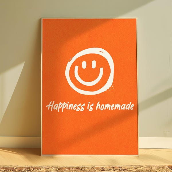 Happiness is Homemade Print, Quotes Poster, Maximalist Wall Art, Trendy Wall Art, Aesthetic Wall Art, Preppy Poster, Kitchen Wall Art