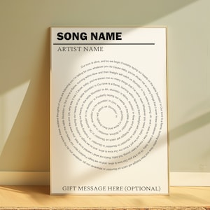 Custom Lyrics Print, Personalised Music Poster, Trendy Wall Art, Retro Wall Art,Customizable Music Gift, Music Gift, Wedding Song Dance Gift