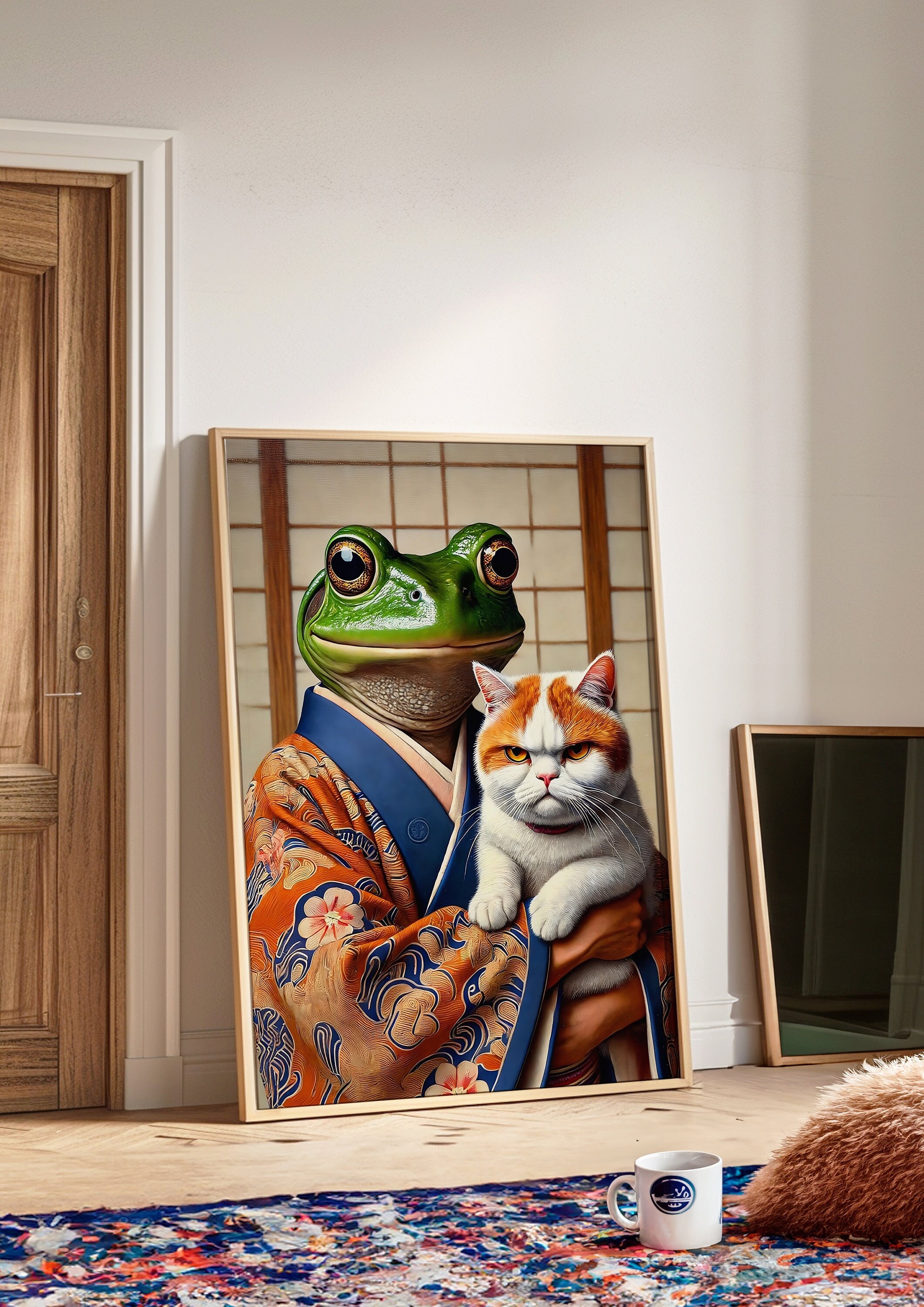 chieart 『Maria Rose』　壁掛けサイズ Frog Wall Art, Matsumoto Hoji Print, Preppy Wall Art, Cat Mom