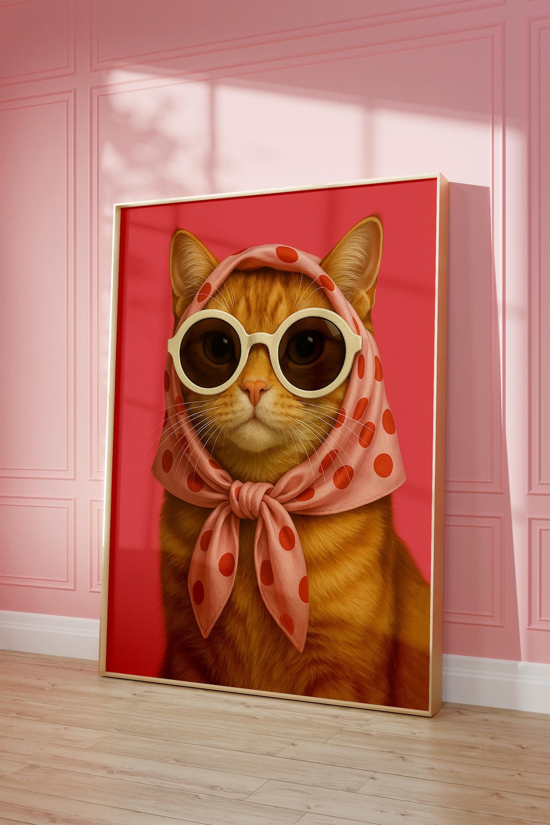 Chic Cat Art Print, Cute Ginger Cat Wall Art Modern Pop Art Cats Print ...