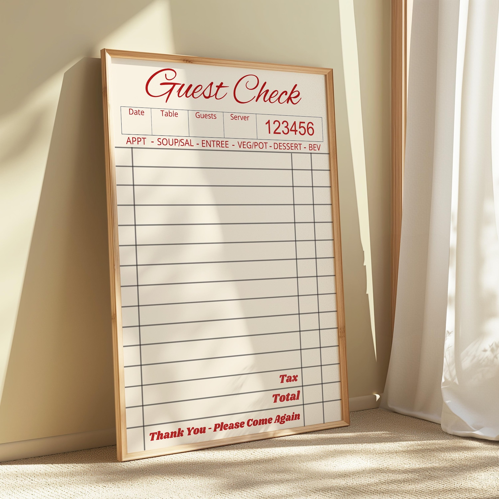 Blank Guest Check Poster, Trendy Wall Art, Aesthetic Preppy Prints ...