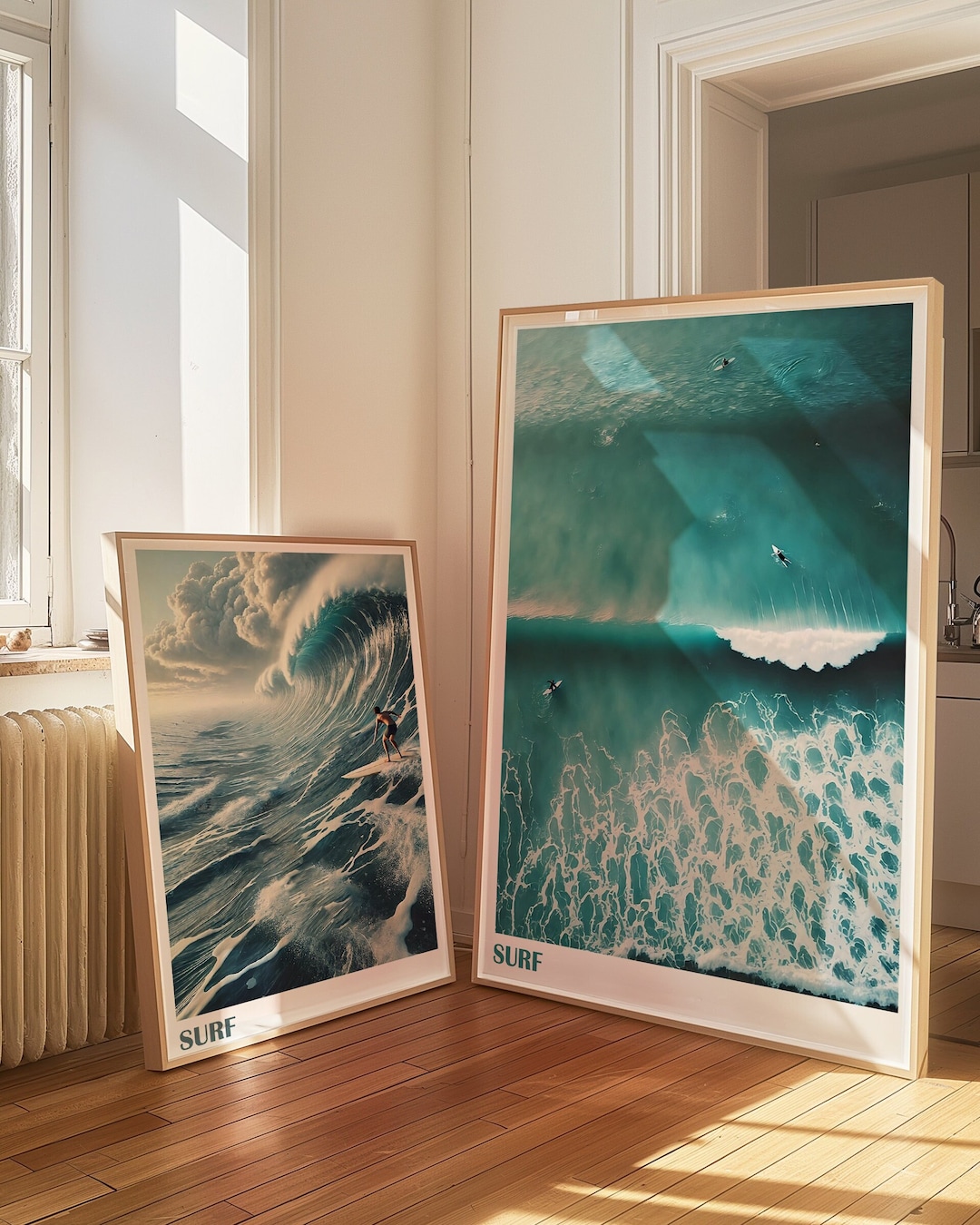 日本未発売 レア SURF'S UP ウォールキャンバス 壁張り アート Surf Wall Art, Set of 2 Digital Ptints, Blue Coastal Surf up