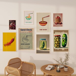 mega retro kitchen gallery wall art set of 90,... Set of 100 Kitchen Prints, Kitchen Wall Art, Preppy Wall Art, Bar Cart ...
