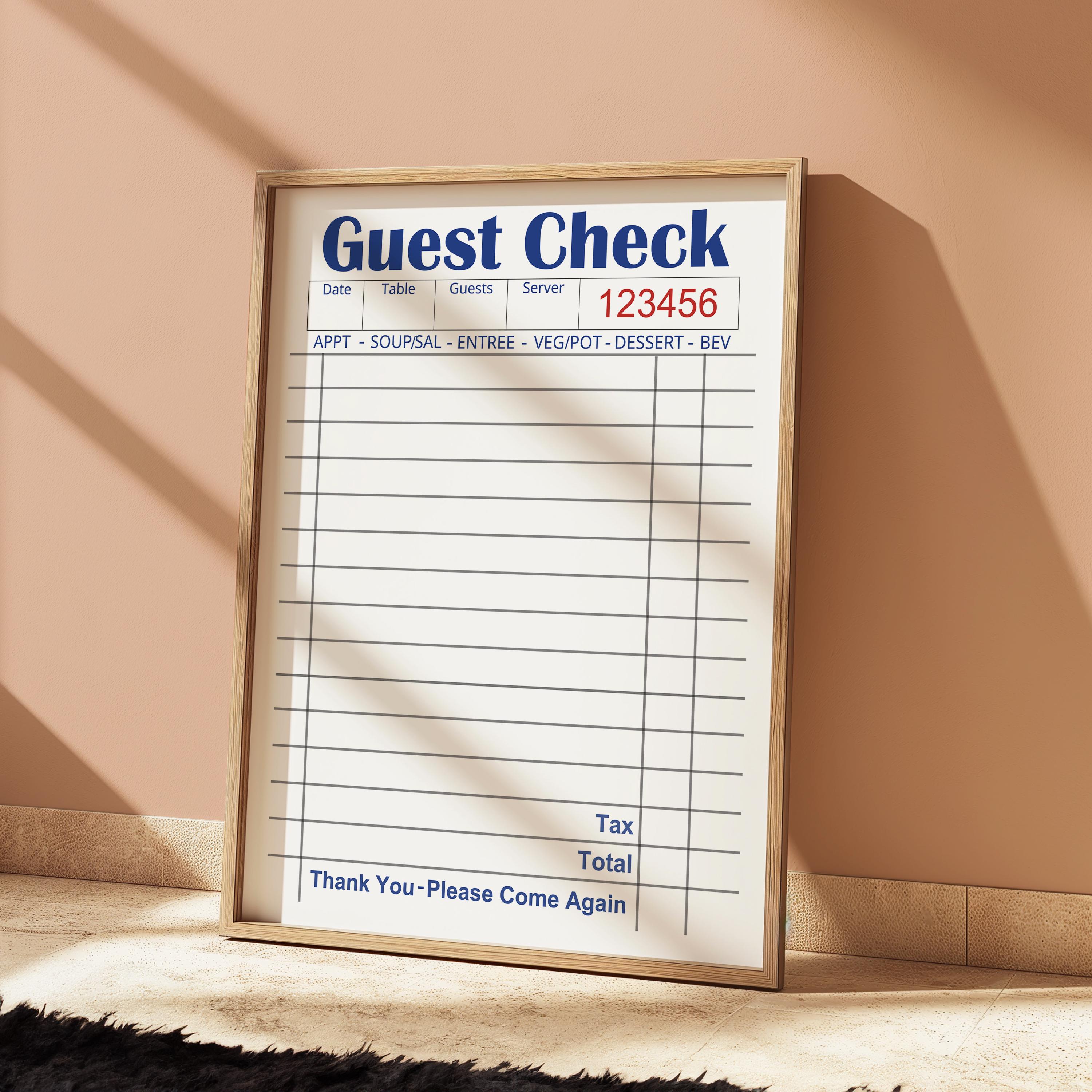 White Guest Check, Blank Guest Check Poster, Trendy Wall Art, Aesthetic ...