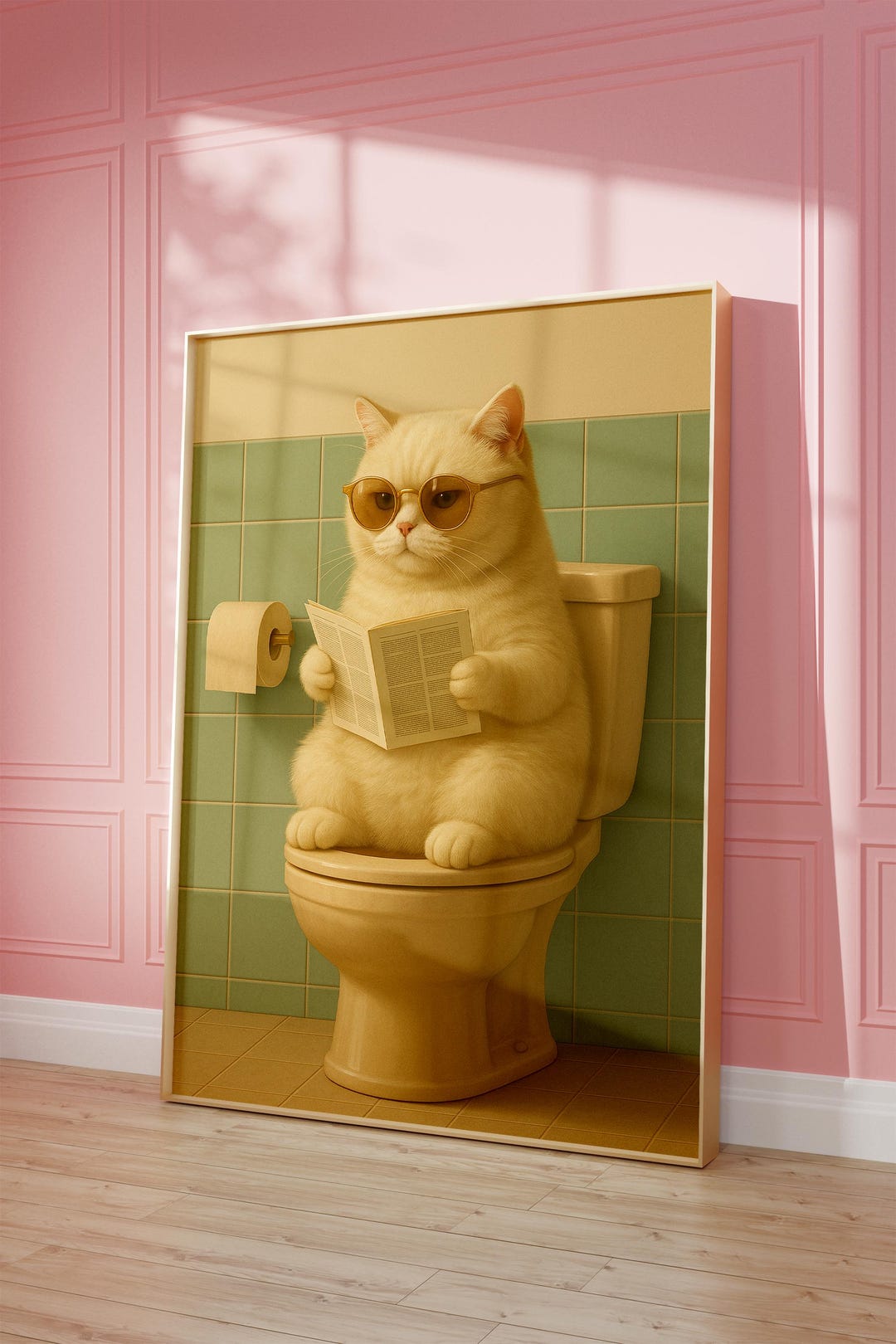 Funny Cat Bathroom Wall Art Print, Cat Lovers, White Cat Poster ...