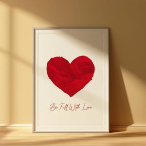 Full of Love Poster, Heart Print, Love Wall art, Valentine&#39;s Day Print, Gift For Her, Trendy Wall Art,Retro Wall Art,Red Wall Art,Love print