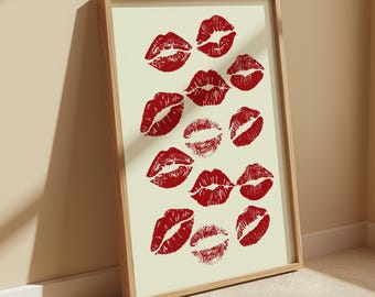 Kisses Print, Kiss Wall Art, Trendy Wall Art, Home Aesthetic