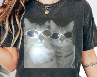 Vintage Cats Wearing Sunglasses Shirt, Funny Cat Meme Tee, Cool Cat Shirt, Cat Lover Tee, Y2k Cat Shirt, Silly Cats Shirt, Vintage Kitty Tee