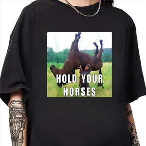 Hold Your Horses Funny Shirt, Horse Meme Shirt, Western Horse Shirt, Funny Horse Tee, Horse Lover Gift, Silly Horse Tee, Shirt That Go Hard