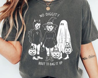 No Diggit Bout To Bag It Up Shirt, Halloween Gothic Hoodie, Spooky Kids Sweatshirt, Funny Meme Tee, Witchy Fall Shirt