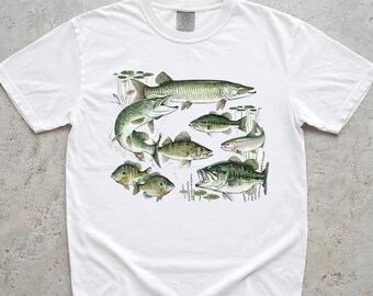 Vintage 90s Bass Trout Fish Shirt, Angler Fishing Tee