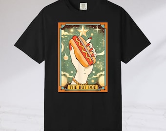 Hot Dog Tarot Card Shirt, Hot Dog Shirt, Funny Hot Dog Tshirt, Hot Dog Lover Gift, Funny Fast Food Shirt, Eating Hotdog Shirt