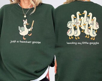 Camiseta "Solo un profesor: un ganso liderando a mi pequeño grupo", camiseta divertida de profesor con ganso, sudadera con capucha Comfort Colors para profesores, sudadera de vuelta al cole