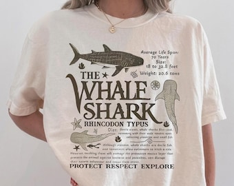 Camiseta de tiburón ballena, conservación de la vida marina, camiseta educativa sobre la vida silvestre.