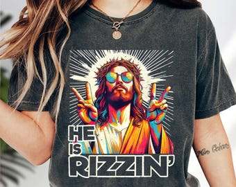 Jesus Has Rizzen He Is Rizzin Retro Christian Religious Shirt, Funny Jesus, Humor Easter Shirt, Christian Easter Shirt, Jesus Lover Shirt