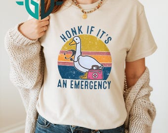 Honk If It's An Emergency Goose Nurse Shirt, Funny Goose Nurse Id Holder For Er Nurses Tee, Quirky Nurse Accessories Gift, Honk Goose Shirt