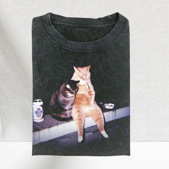 Funny Animal Smoke Cat with Motion Meme, Funny Cat Shirt, Parody Tees, Funny Cat, Cat Meme, Meme Shirts, Shitpost Shirt, Silly Shirts Cotto