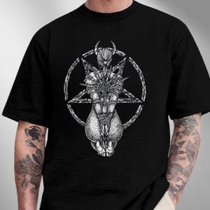 thumbnail image 2 of Baphomet Pentagram Sleeveless Tank Top - Satanic Church Occult Metal Tee (Gildan Heavy Cotton) 2 of 5
