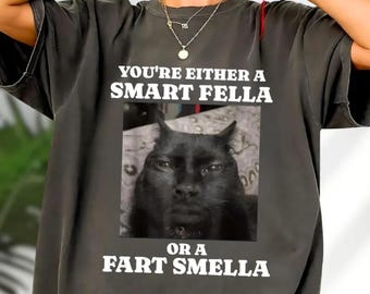 Are You A Smart Fella Or Fart Smella Shirt, Funny Cat Smirking Meme Shirt, Retro Cat Shirt, Weird Cat Shirt, Meme Cat Shirt, Cat Meme Tshirt