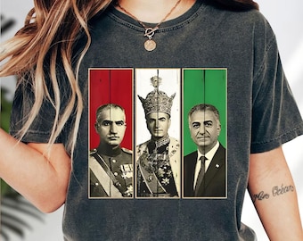 Mohammad Reza Pahlavi Portrait Shirt, Shah Of Iran Print Tee, Modern Persian Art Tee, Minimalist Black & Gold Tee, Iranian History Decor Tee