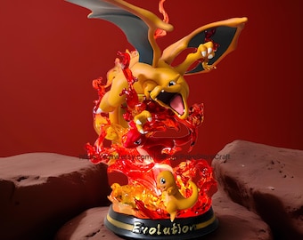 CHARIZARD FIGURINE 26 cm / Charizard + Charmeleon + Charmander / Glurak + Glutexo + Glumanda / Charizard + Reptincel + Charmander / POKEMON