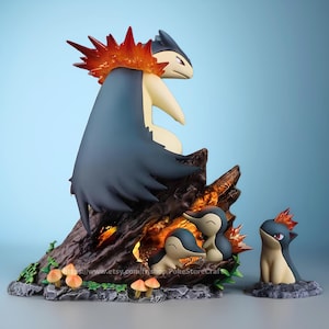 Figura de Typhlosion + Quilava + Cyndaquil / 13 cm · 5,1 pulgadas / POKÉMON
