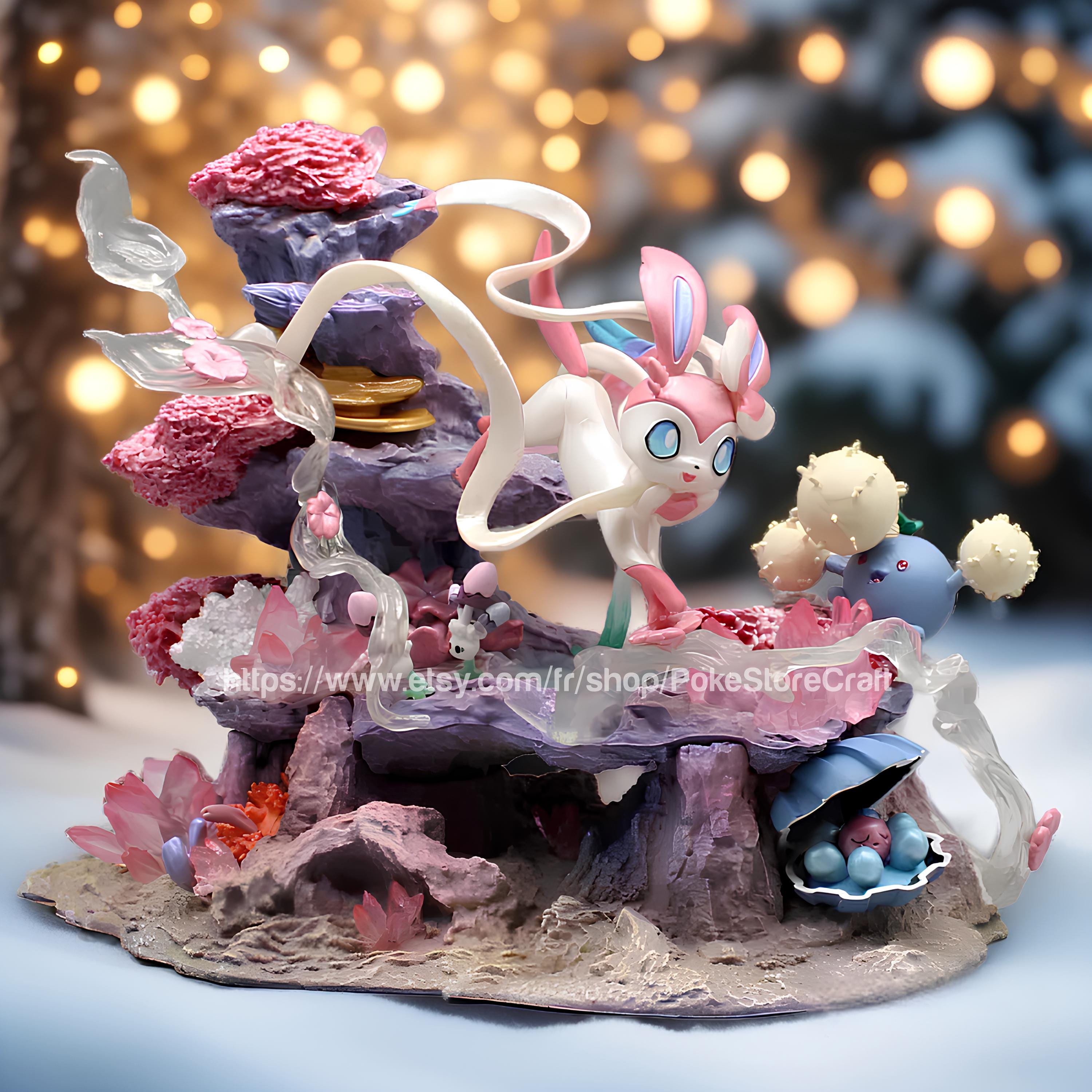SYLVEON FIGURINE 20 Cm / Sylveon + Jumpluff + Clamperl + Morelull